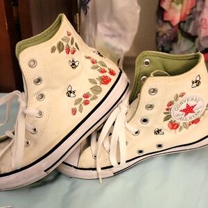 Converse Kids White and Green High-Top Sneakers